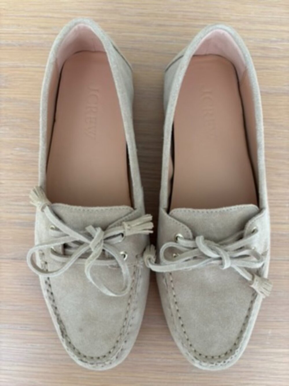 J. Crew Women's Tan Suede Lace-Top Driving Moccasins
